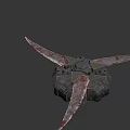 Industrial Equipment With Mechanical Geometric Design Gray Metallic Body And Bladed Components