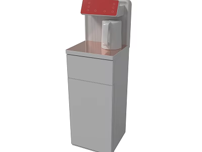Modern Standing Water Dispenser With Red Control Panel And Storage Cabinet 3d model