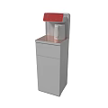 Modern Standing Water Dispenser With Red Control Panel And Storage Cabinet