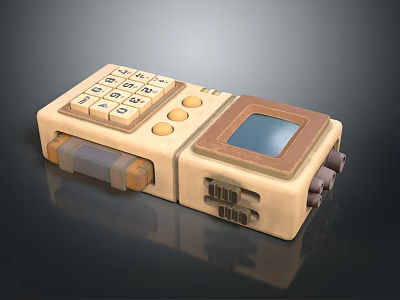 Vintage Headphone Speaker With Numeric Keypad Display Screen Control Buttons And Audio Ports 3d model