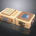 Vintage Headphone Speaker With Numeric Keypad Display Screen Control Buttons And Audio Ports