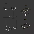Modern Geometric Chandeliers With Sleek Metal Frames And Ring Shaped LED Lighting 3d model