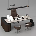 Modern Office Desk and Chair Set With Computer Table Lamp Documents and Guest Chairs
