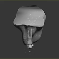 Mystical Game and Movie Character With Transparent Body Small White Figure And Floating Particles On Dark Background