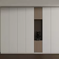 Modern White Wardrobe With Brown Accent Panel And Open Niche For Decorative Item