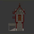 Charming Scenic Small House with Red Roof Gray Walls Stone Staircase and Doll on Roof