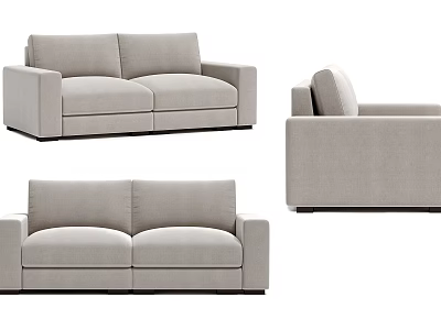 Modern Two Seater Sofa With Gray Fabric Upholstery And Clean Lines Design 3d model