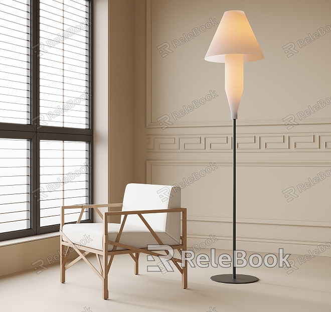 Modern Lounge Chair Single Sofa Floor Lamp model