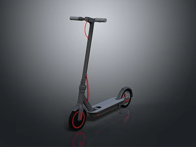 Modern Gray Electric Scooter With Red Accent Wheels And Urban Mobility Design 3d model