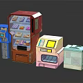 Diverse Colorful Commercial Equipment Featuring Vending Machines Cash Registers And Kiosks