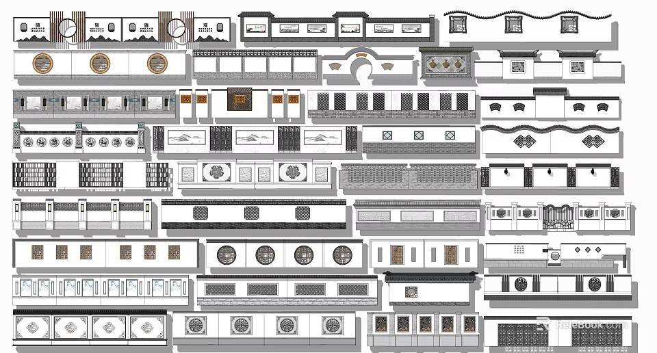 Building Exterior Wall Design With Diverse Decorative Patterns Material Options And Window Styles 3d model