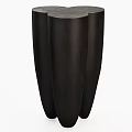 Modern Black Side Table With Curved Design And Matte Wooden Finish