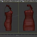 One Shoulder Gradient Color Dress With Ruched Waist And Neck Ribbon Flower