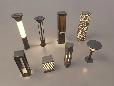 Modern Outdoor Lights With Various Decorative Designs For Garden Patio And Pathway 3d model