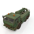 Green Heavy Duty Military Truck With Crane Orange Warning Lights Multiple Wheels
