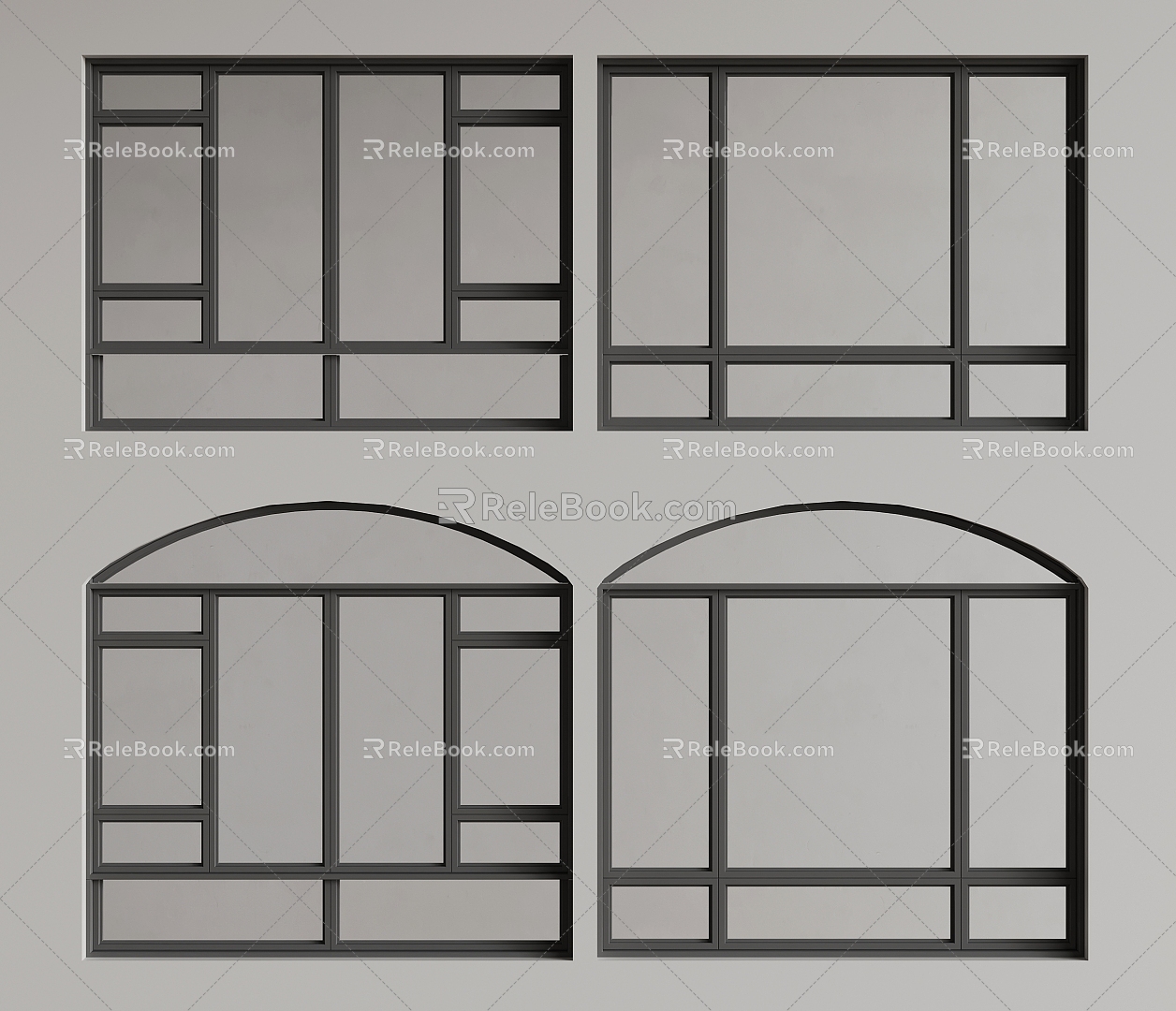 Modern window Rectangular window Arc window 3d model