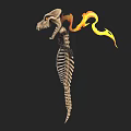 Mythical Skeleton Dragon Weapon With Flaming Tail And Sharp Teeth