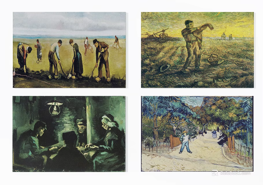 Artistic Square Rug Featuring Vintage Countryside Farmer Labor Scene Pattern Design 3d model 