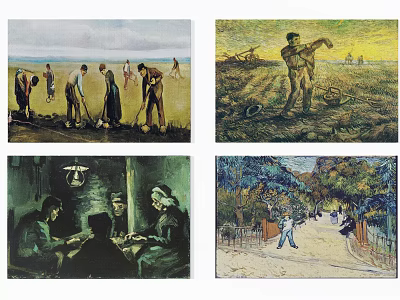 Artistic Square Rug Featuring Vintage Countryside Farmer Labor Scene Pattern Design 3d model