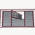 Red Metal Staircase With Railing And Upper Landing Platform Structure 3d model