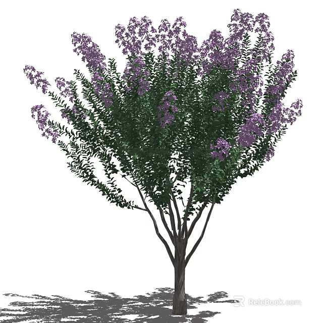 Lush Flowering Arbor With Purple Blossoms And Green Foliage In Full Bloom 3d model 