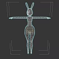Cartoon Female Character With Rabbit Ears Arms Outstretched In Blue Outfit And White Stockings