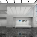 Minimalist Modern Reception Lobby With Polished Marble Floor And Central Bronze Statue Elegant Decoration