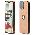 Smartphone Front And Back View With Wood Texture Case And Screen