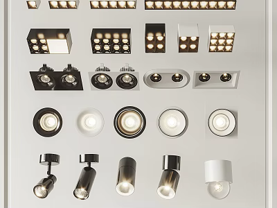 Various Styles of Downlights and Spotlights for Home Lighting Fixtures 3d model