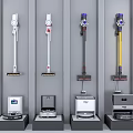 Modern Upright And Robotic Vacuum Cleaners As Home Appliances On