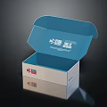 Decorative Ornament Set Displayed In Open Blue White Box With Logo On Black Background