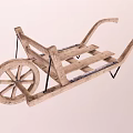 Vintage Wooden Handcart Design With Classic Frame And Two Spoked Wheels