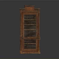 Traditional Wooden Bookcase with Multiple Shelves and Decorative Carved Top Design