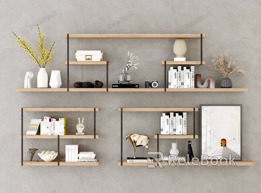 Modern Wall Shelf Wall Decorations Bookshelf model