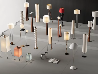 Modern Floor Lamps Collection With Various Designs Shapes And Lighting Styles 3d model