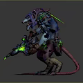 Game Fantasy Rat Monster Character With Purple Blue Skin Glowing Green Elements Sharp Teeth Long Tail