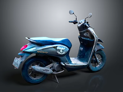 Blue Super Stylish Scooter With Modern Design And Sleek Rearview Mirrors 3d model