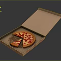 Pizza in Open Brown Cardboard Box with Missing Slice Pepperoni Tomato Sauce and Grease Stains
