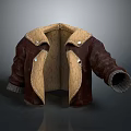 Warm Brown Winter Coat With Beige Lining Buttons And Gray Cuff Trim 3d model