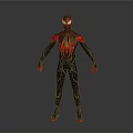 Spider Man 3D Model With Red And Black Suit Spider Web Pattern And Mask