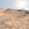 Desert Landscape With Rolling Hills Clear Sky Bright Sun And Clouds 3d model