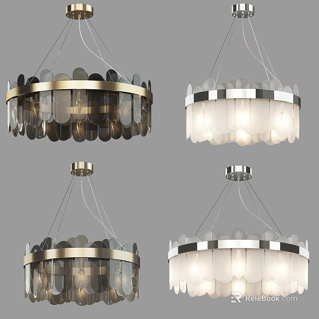 Stylish Modern Chandeliers Featuring Metal Frames Glass Elements And Dark Light Tones 3d model 