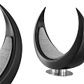 Modern Crescent Shaped Lounge Chair With Black Frame Gray Cushion And Silver Metal Base