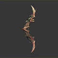 Decorative Orange and Green Bow with Intricate 3D Rendered Weapon Design Details