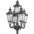Classic Outdoor Street Lights With Decorative Lamp Posts And Glass Shades