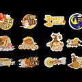 Colorful Traditional Mid-Autumn Festival Stickers with Mooncake Rabbit and Moon Elements