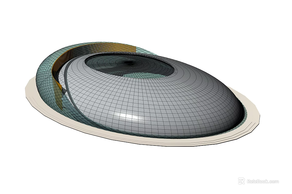 Modern Dome Architectural Model Featuring Grid Structure And Smooth Exterior Surface 3d model