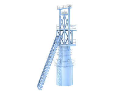 Blue Industrial Tower Equipment with Ladder Platforms and Steel Structure Design 3d model