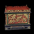 Traditional Ornate Carved Wooden Box With Colorful Intricate Patterns And Decorative Details