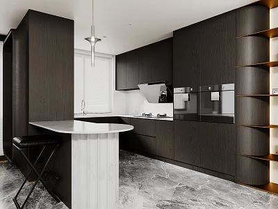 Open Kitchen Bar Cabinet Kitchen Appliances 3d model